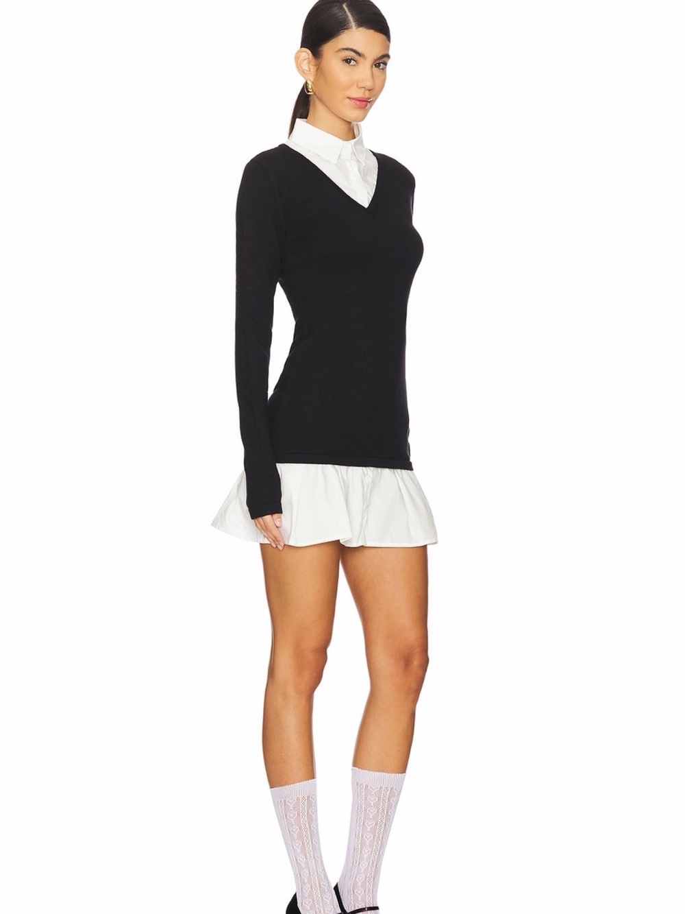 Lioness Black and White Long-Sleeve Sweater Dress